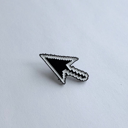 pixelated Black and white mouse pointer n white background 